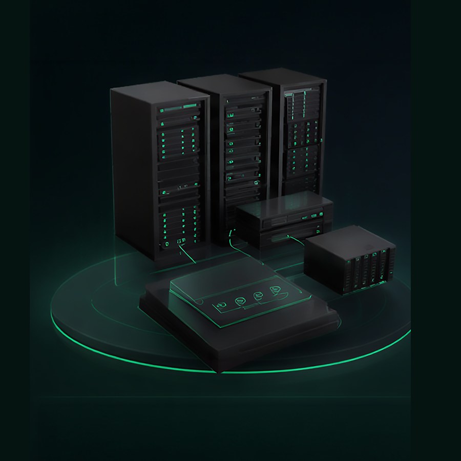 Render of software running on existing server racks.