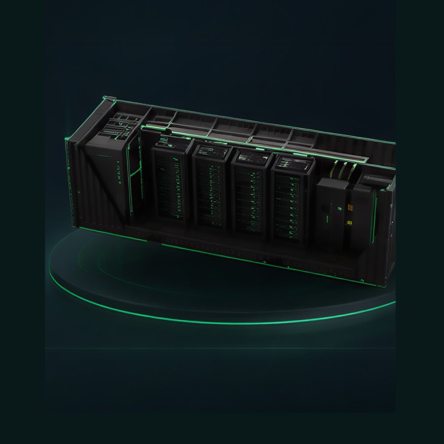 Render of a containerized mobile data center.